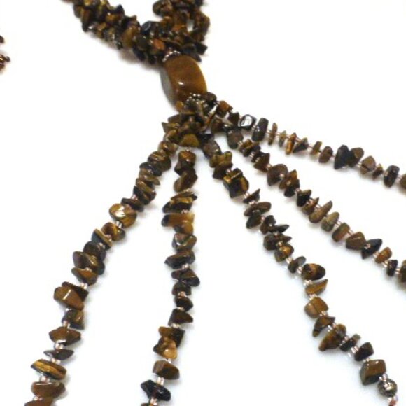 Glass TIGER EYE NECKLACE Vintage Necklace Vintage Jewelry BRACELET Jewelry Box - Picture 5 of 7